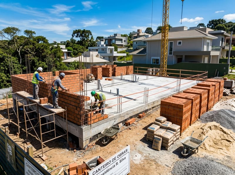 Obra residencial com concreto, areia e brita entregues pela Brenny em Curitiba